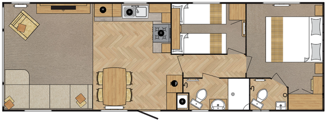 35x12 2 Bedroom Floor Plan