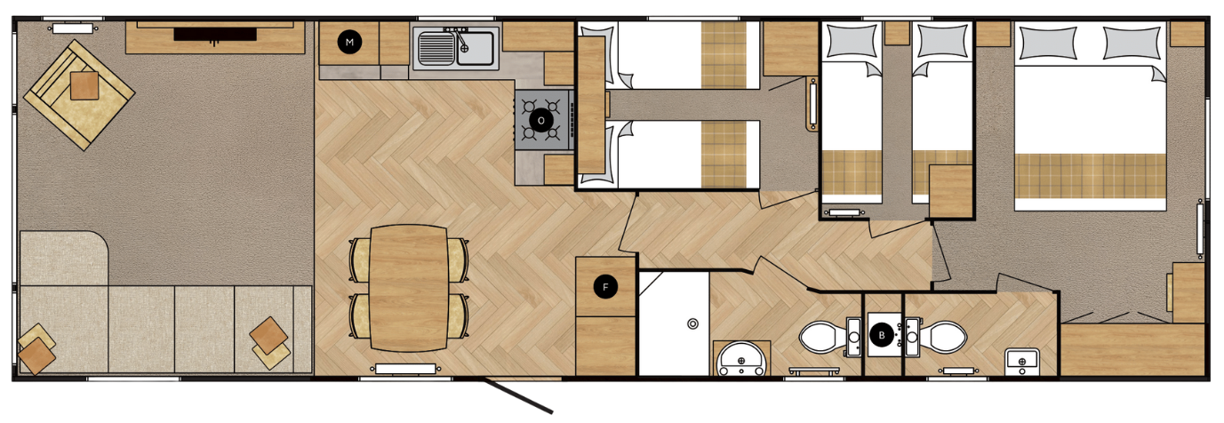 39x12 3 Bedroom Floor Plan